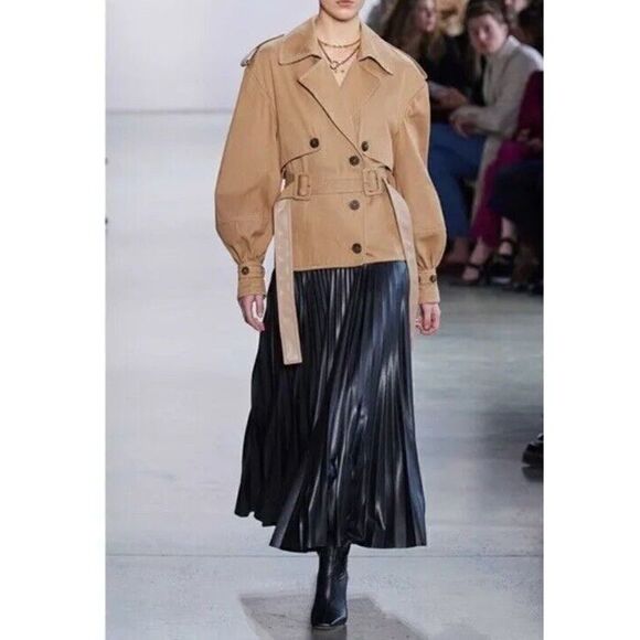 Jonathan Simkhai Dakota Faux Leather Trench Coat Size 10 - Picture 2 of 12